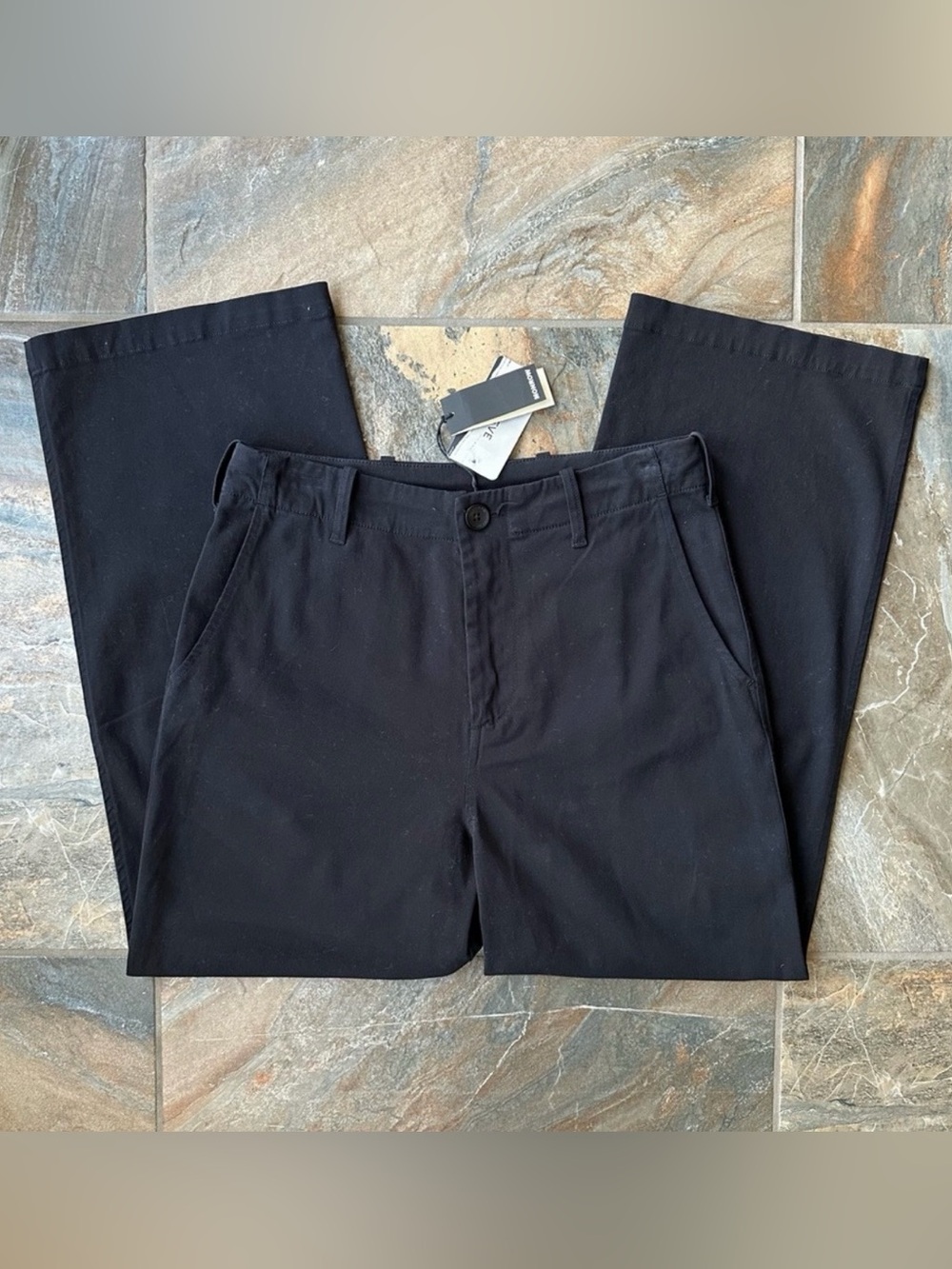 Monrow Wide Leg Chino Pant Black NWT Women's Size Small
